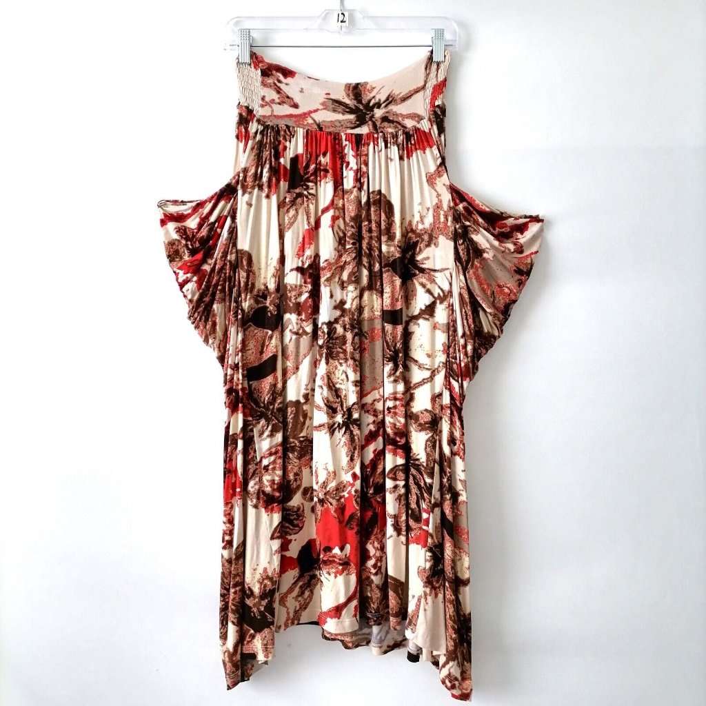Couple Star Womens Multicolor Floral Pleated Flared Draped Tulip Hem Skirts